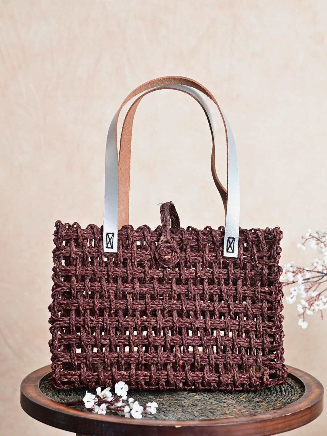 

KADAM HAAT Self Designed Sabai Grass Shopper Mesh Bag, Brown