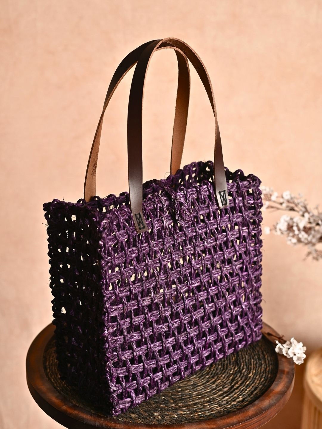 

KADAM HAAT Self Design Structured Handheld Bag, Lavender