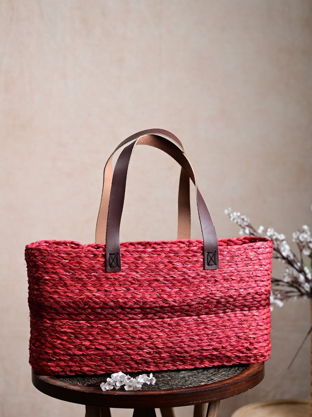 

KADAM HAAT Shopper Handheld Bag, Red