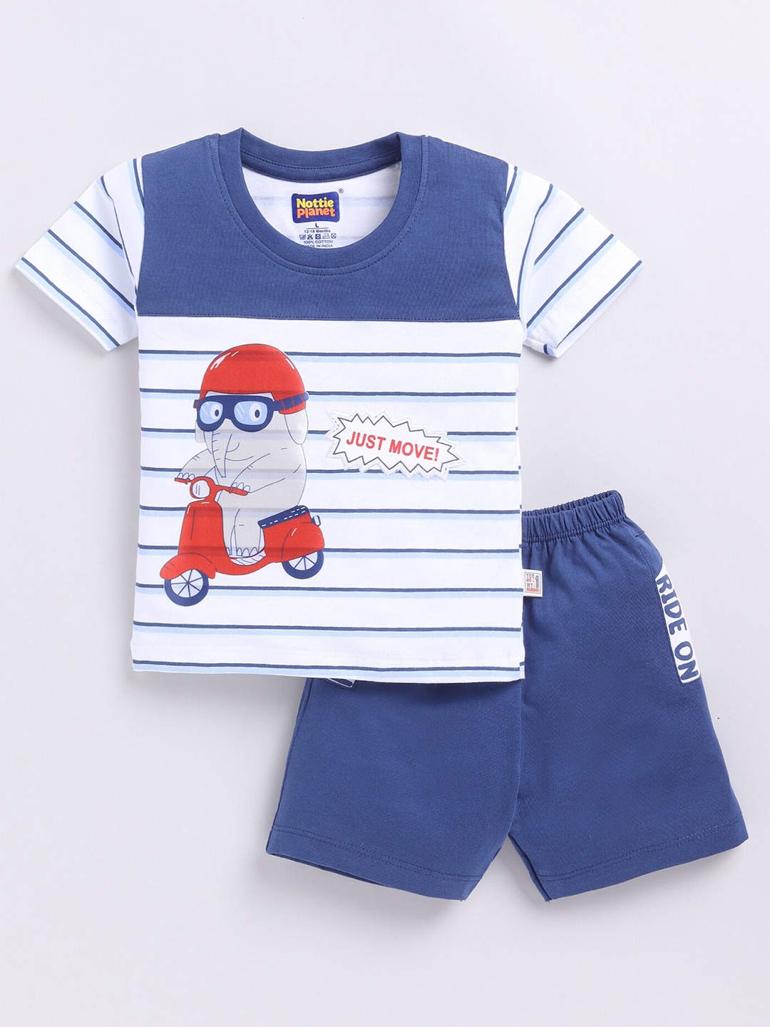 

Nottie Planet Boys Printed Cotton T-shirt With Shorts, Blue
