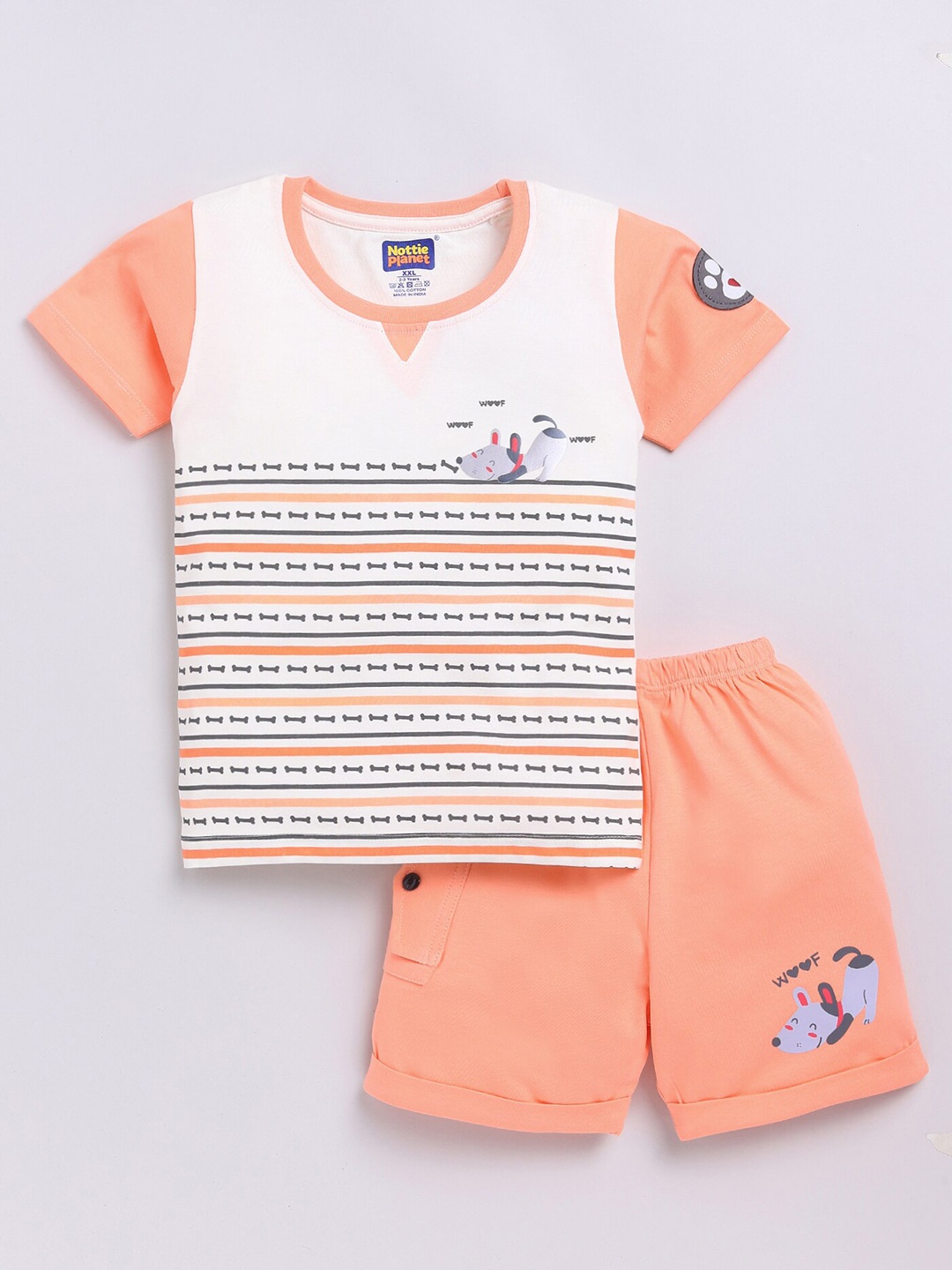 

Nottie Planet Boys Printed Pure Cotton T-Shirt With Shorts, Orange