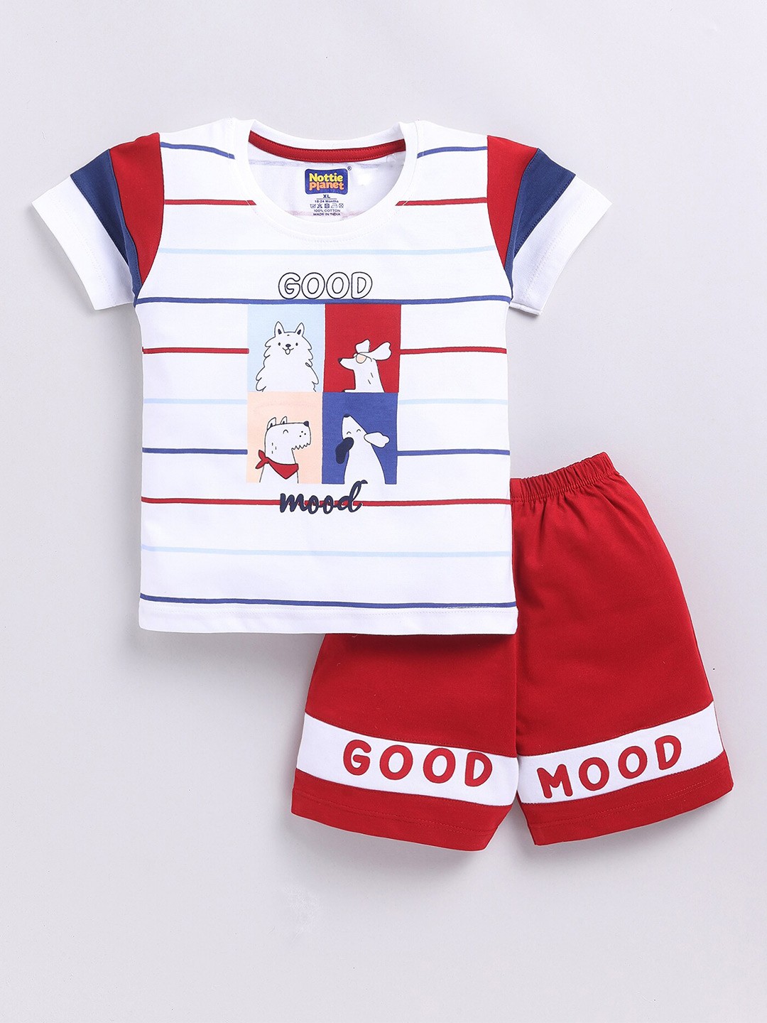 

Nottie Planet Boys Printed Pure Cotton T-shirt With Shorts, Red