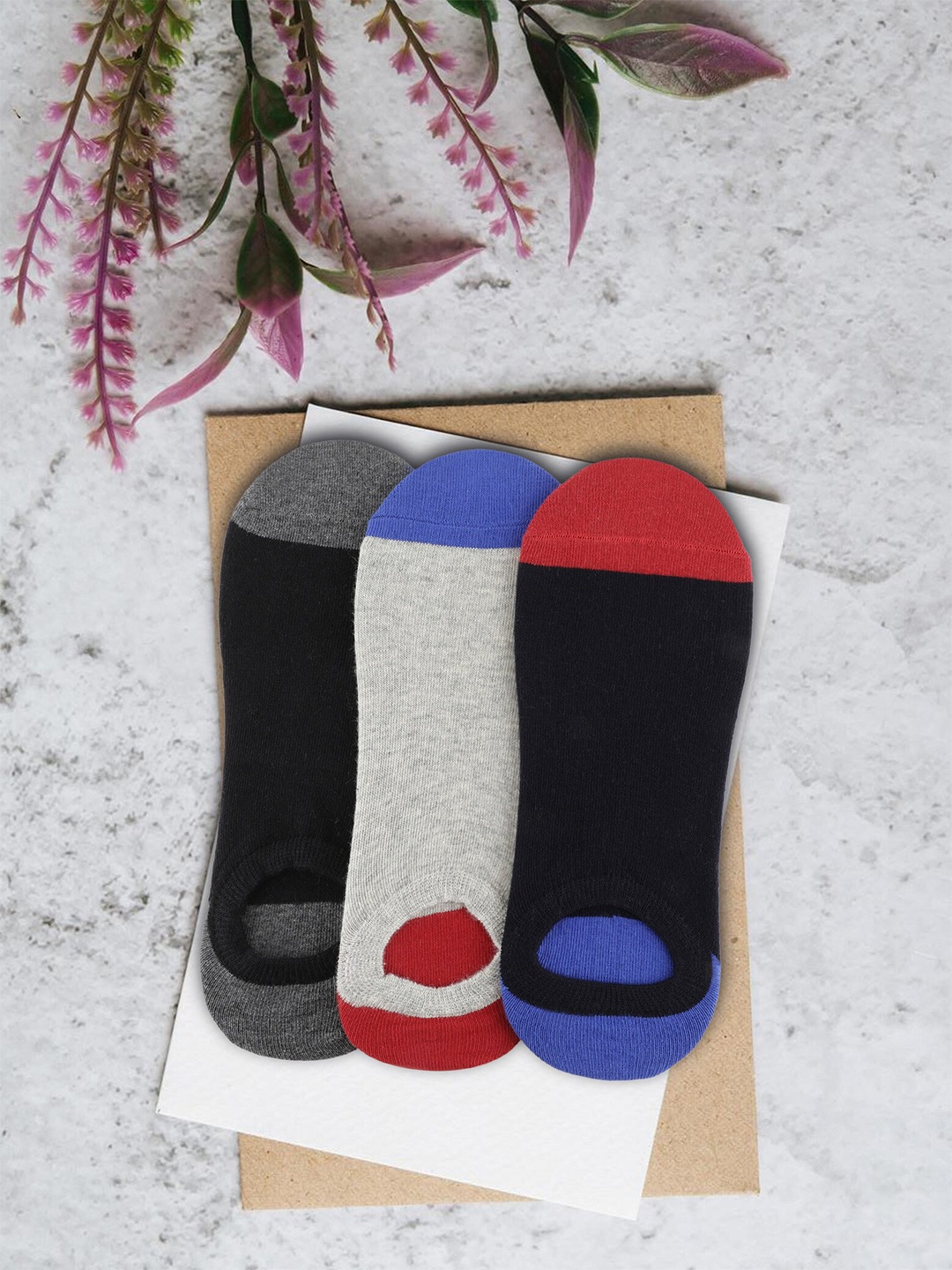 

Alvaro Castagnino Men Pack Of 3 Colourblcoked Ankle Length Socks, Black