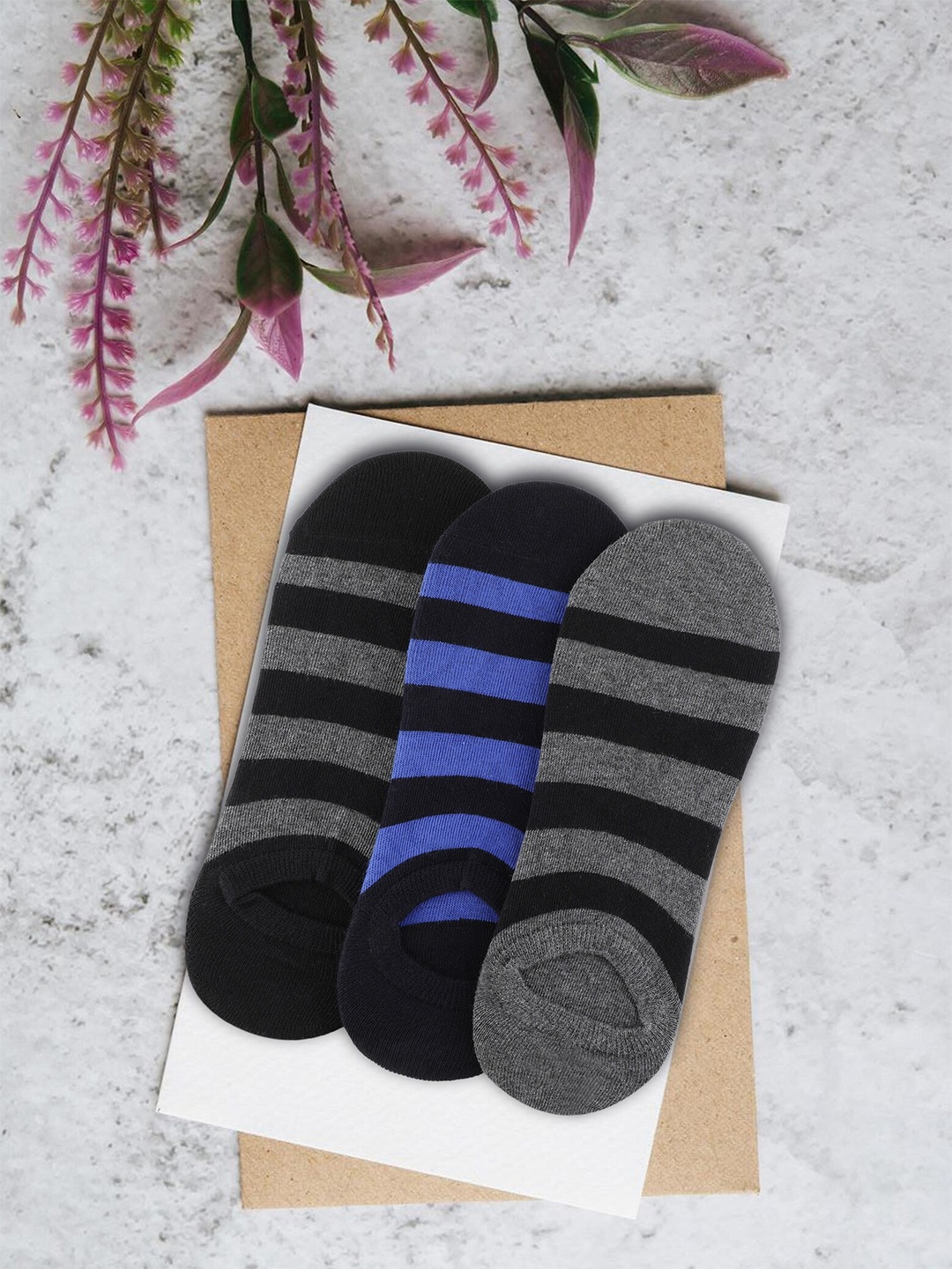 

Alvaro Castagnino Men Pack Of 3 Striped Ankle-Length Socks, Black