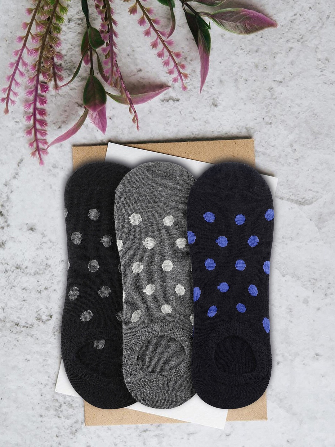 

Alvaro Castagnino Men Pack Of 3 Patterned Shoe Liners Socks, Black