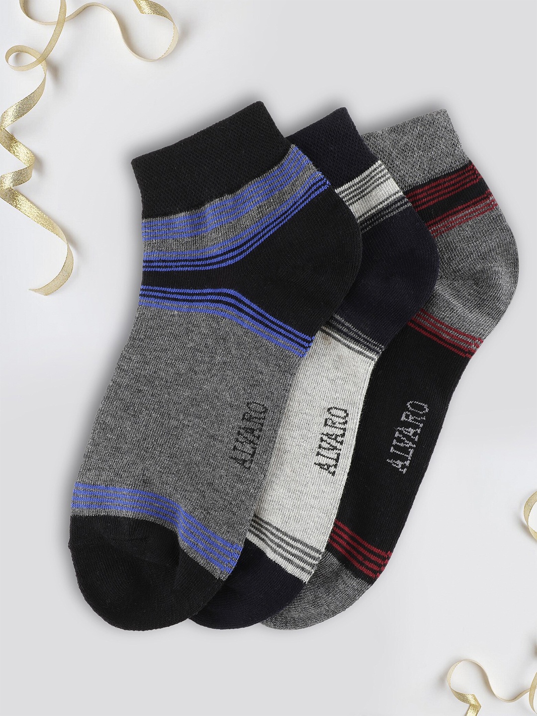 

Alvaro Castagnino Men Pack Of 3 Patterned Ankle-Length Socks, Black