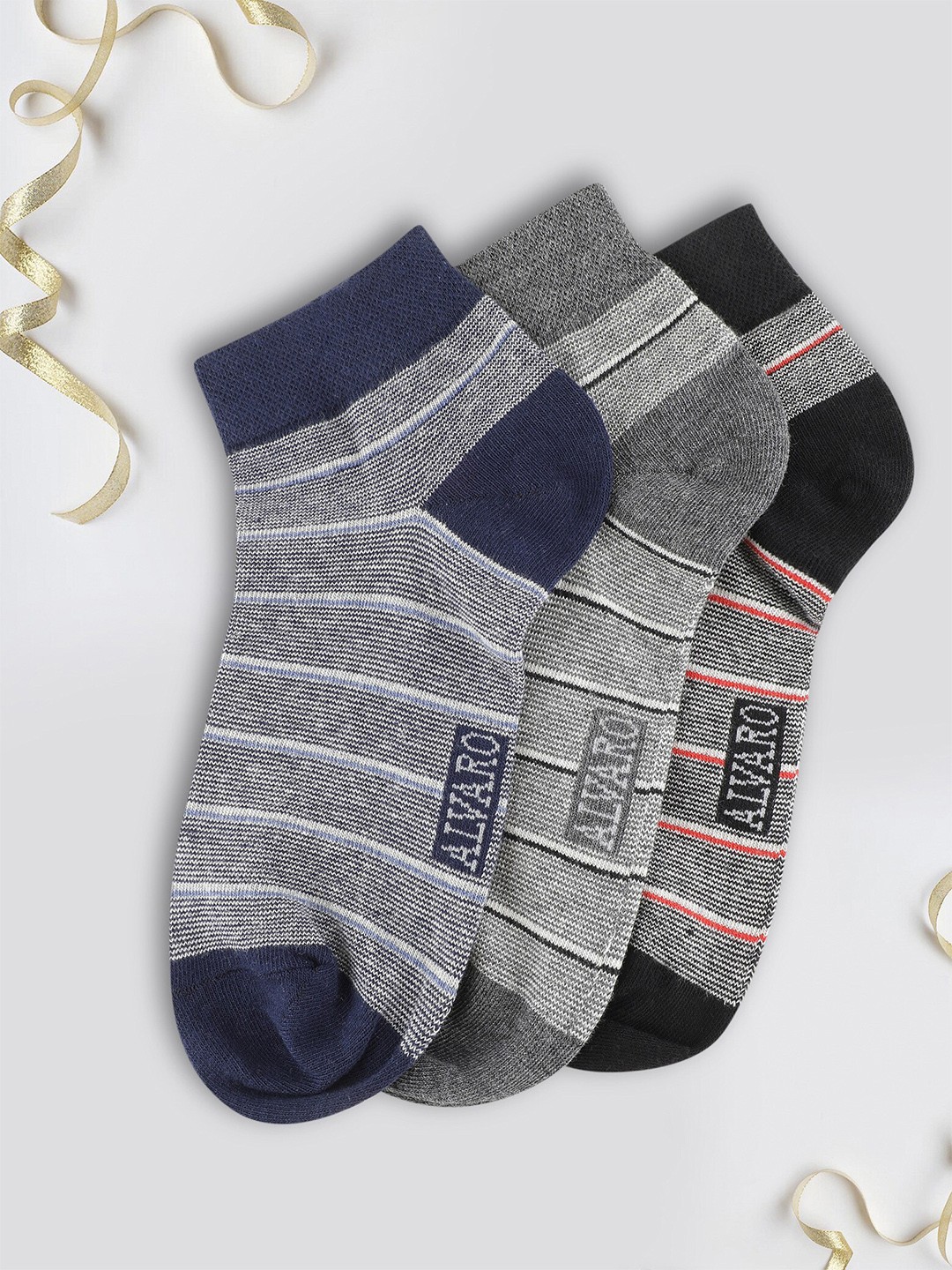 

Alvaro Castagnino Men Pack Of 3 Patterned Ankle-Length Socks, Black
