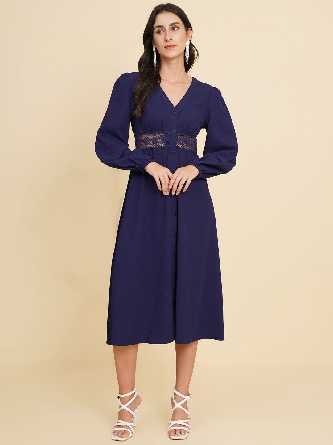 

HOUSE OF KKARMA Fit and Flare Dress, Navy blue