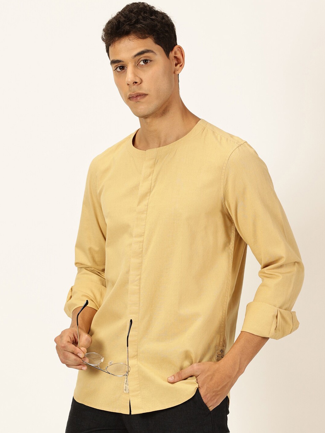 

Thomas Scott Men Premium Cotton Linen Casual Shirt, Beige