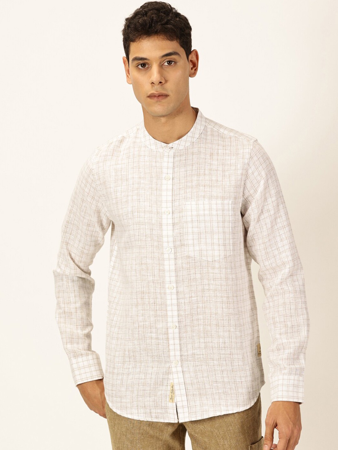 

Thomas Scott Men Premium Linen Casual Shirt, Khaki