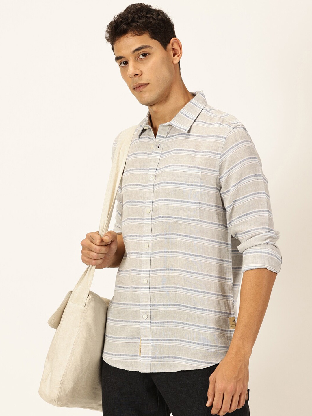 

Thomas Scott Men Premium Linen Casual Shirt, Grey