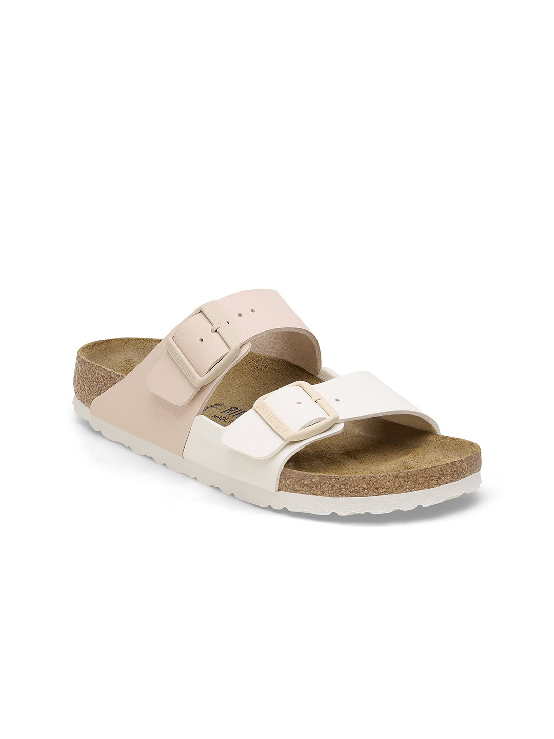 

Birkenstock Narrow Width Arizona Split Birko-Flor Two Strap Open Toe Flats, Pink