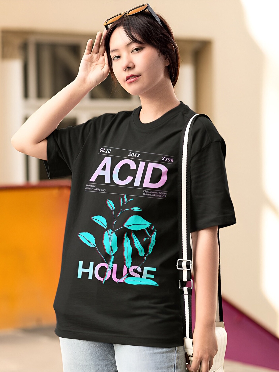 

Beetein Lamhein Typography Printed Drop-Shoulder Sleeves Oversized Pure Cotton T-shirt, Black