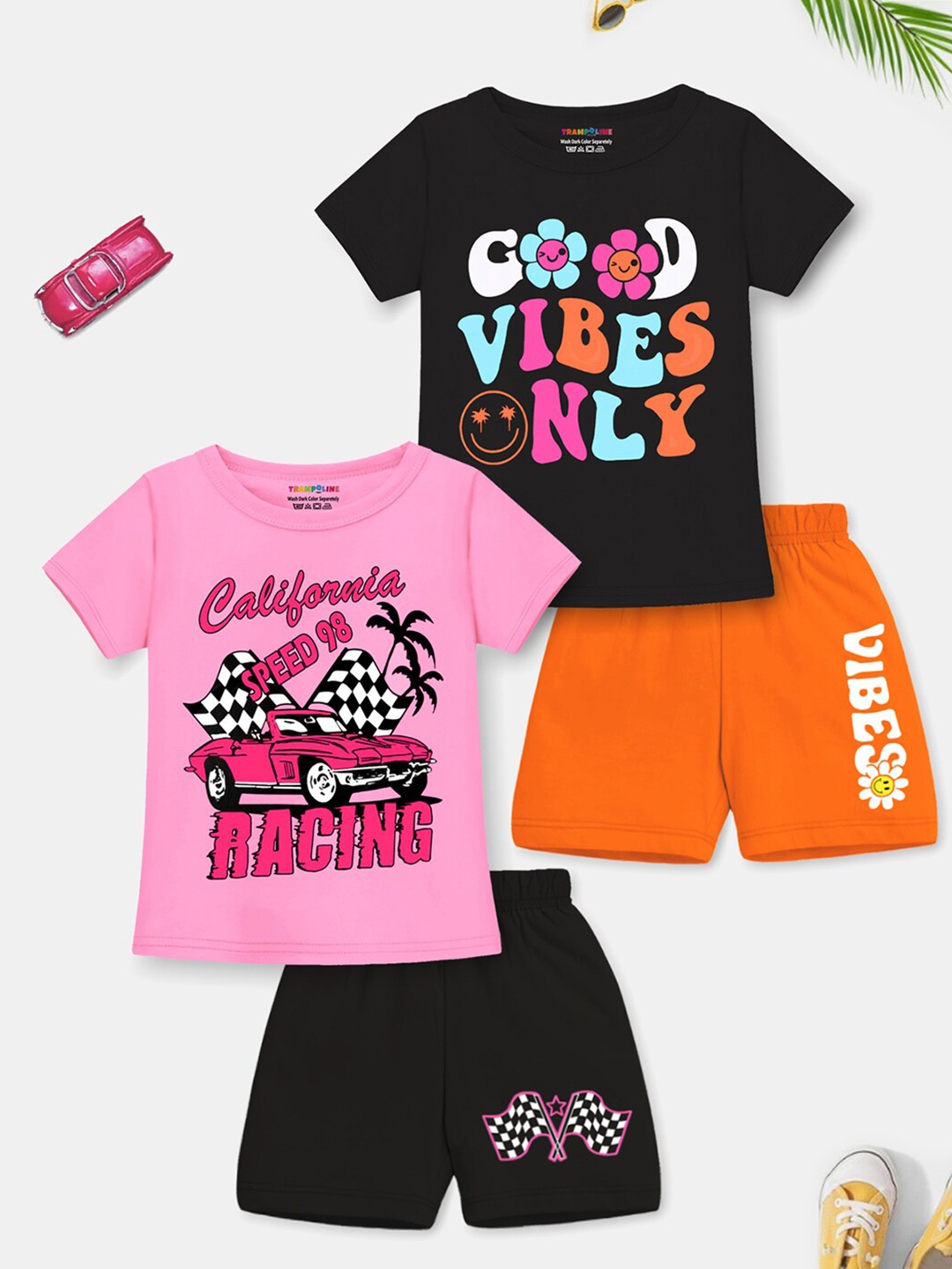 

Toonyport Girls Pack Of 2 Printed Top with Shorts, Orange