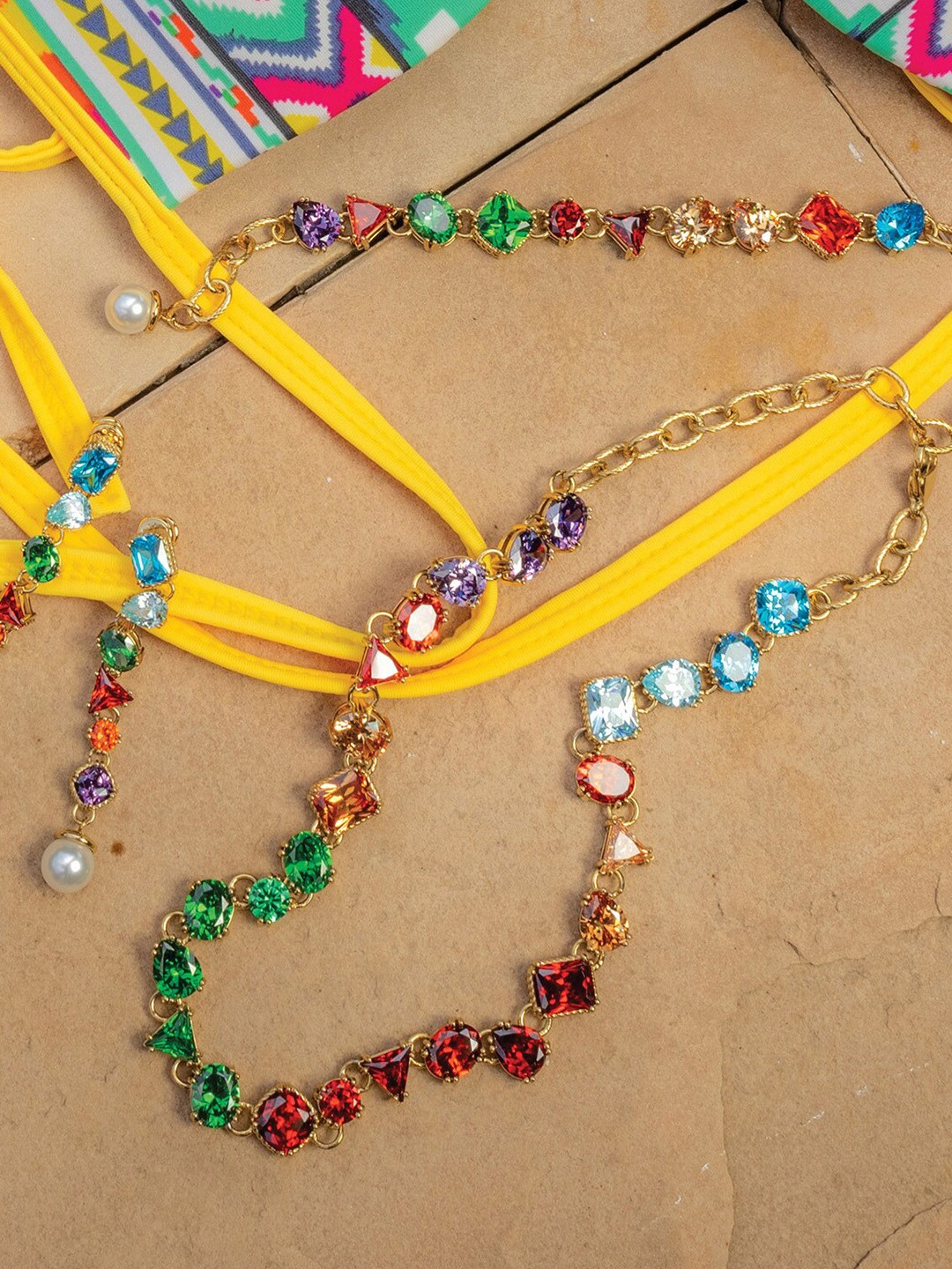 

ARVINO Gold-Plated Stone Studded Brass Necklace