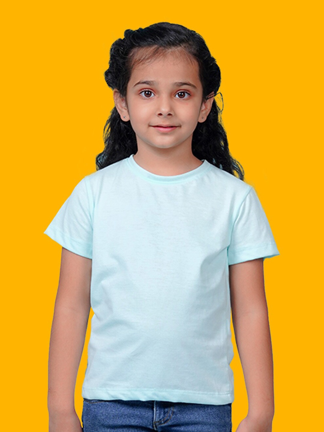 

NUSYL Girls Pack Of 2 Round Neck Cotton T-shirt, White