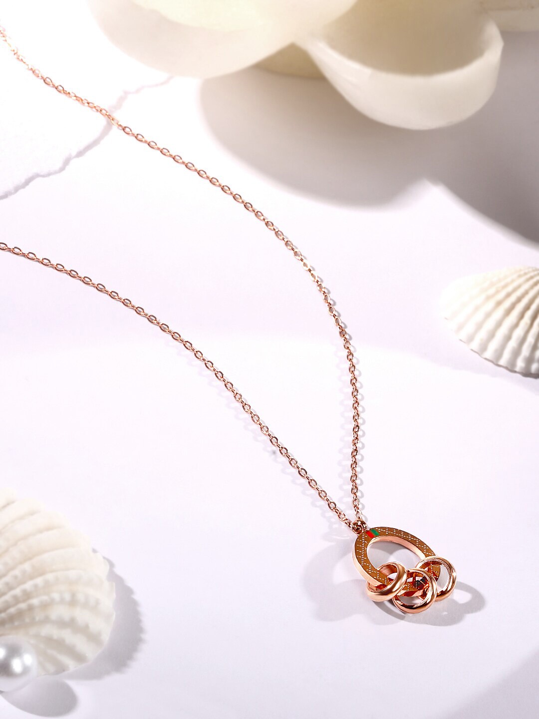 

ASMITTA JEWELLERY Rose Gold-Plated Circular Pendants with Chain