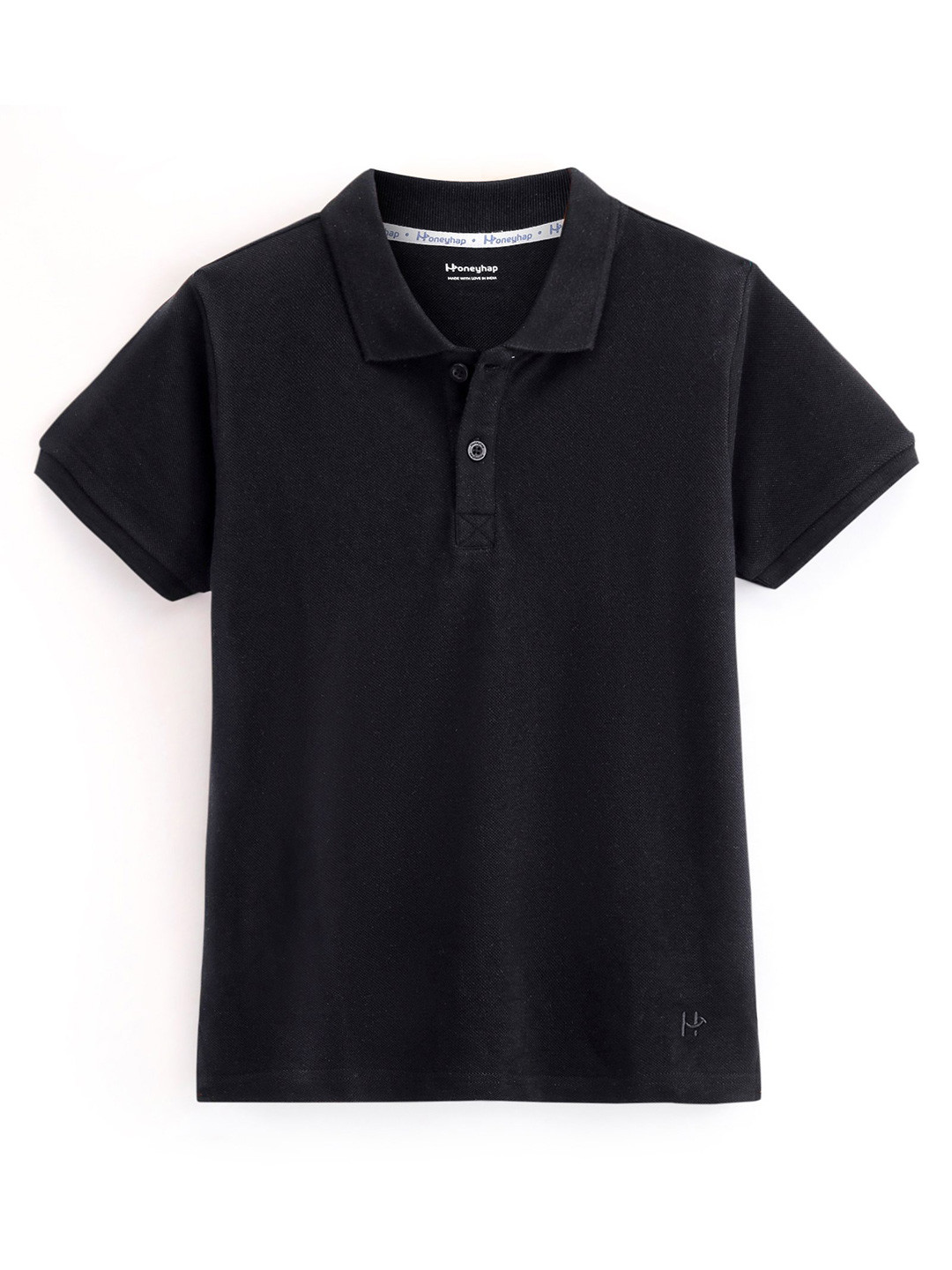 

Honeyhap Boys Polo Collar Cotton T-shirt, Black