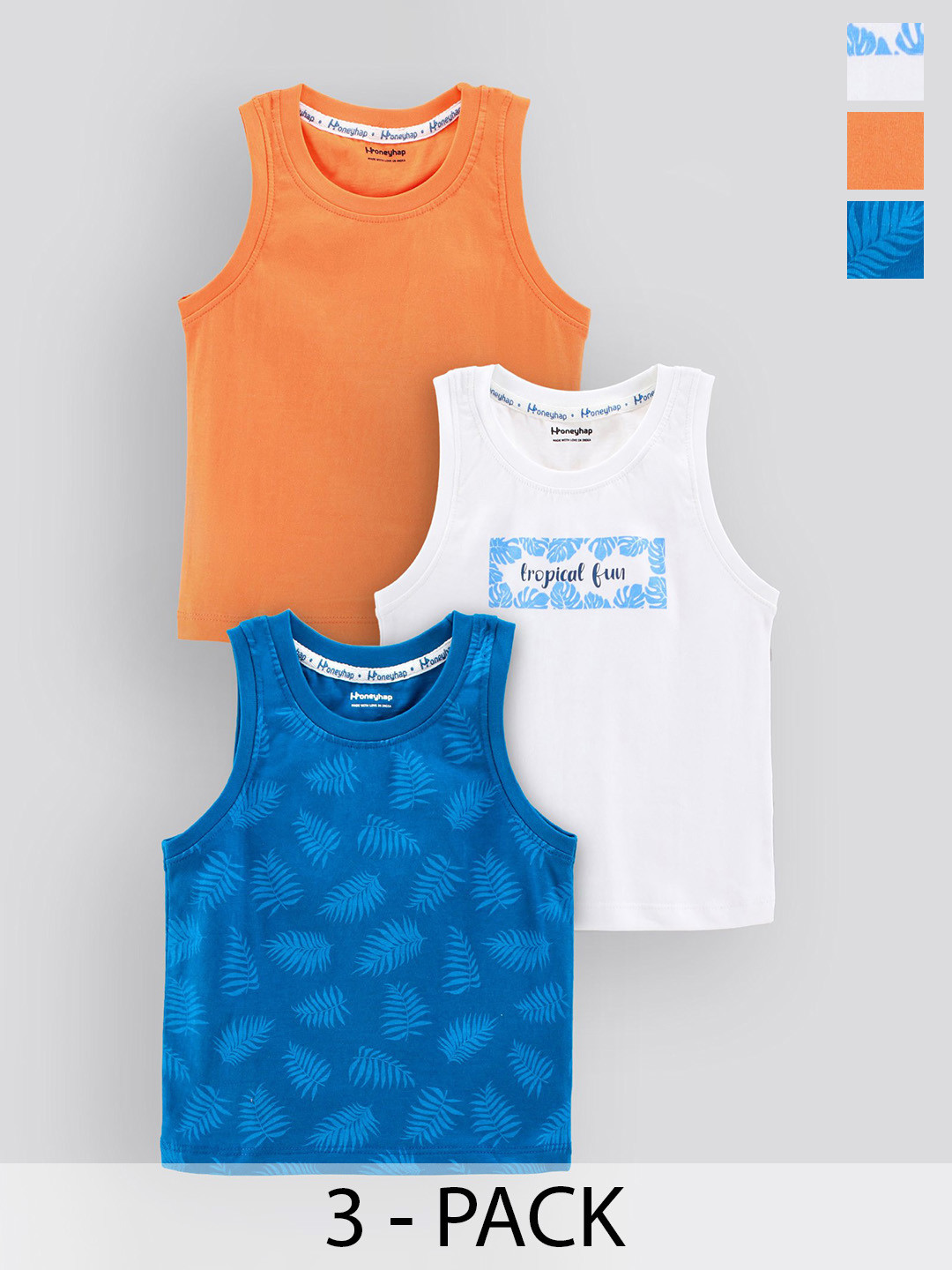 

Honeyhap Boys Pack Of 3 Sleeveless T-shirt, White