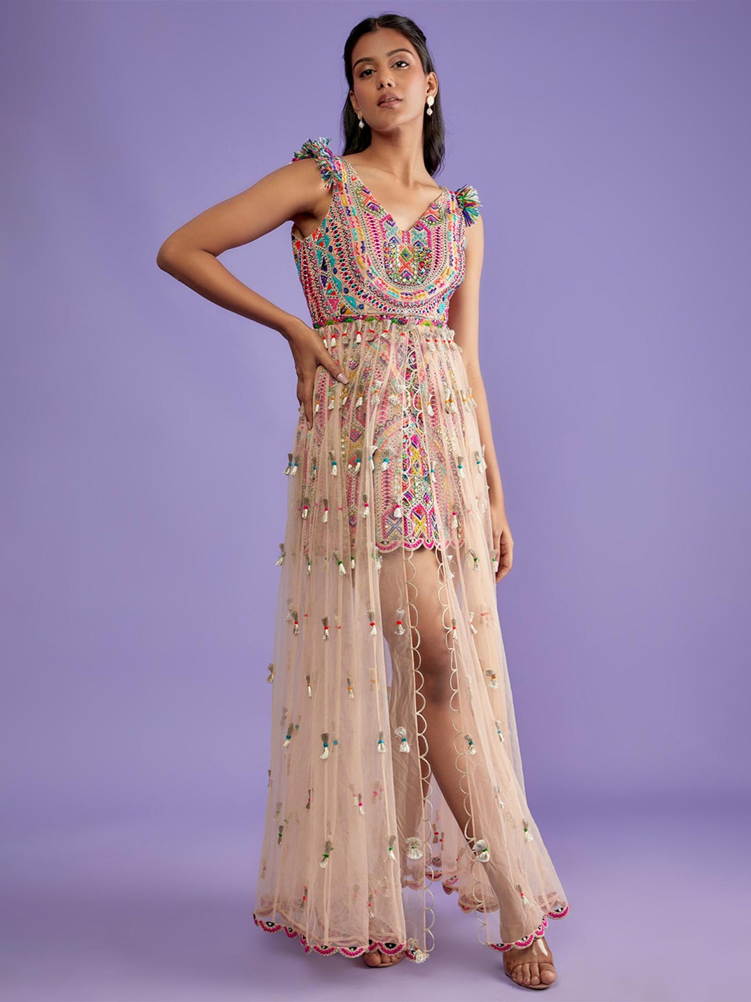

Payal Singhal Floral Georgette Maxi Dress, Nude