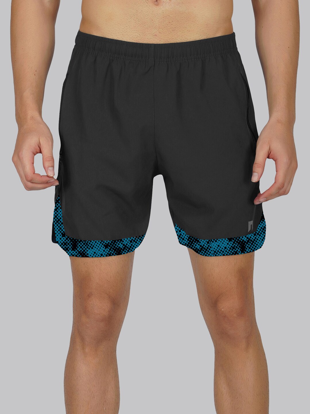 

NEVER LOSE Men Mid-Rise Outdoor Sports Shorts, Black