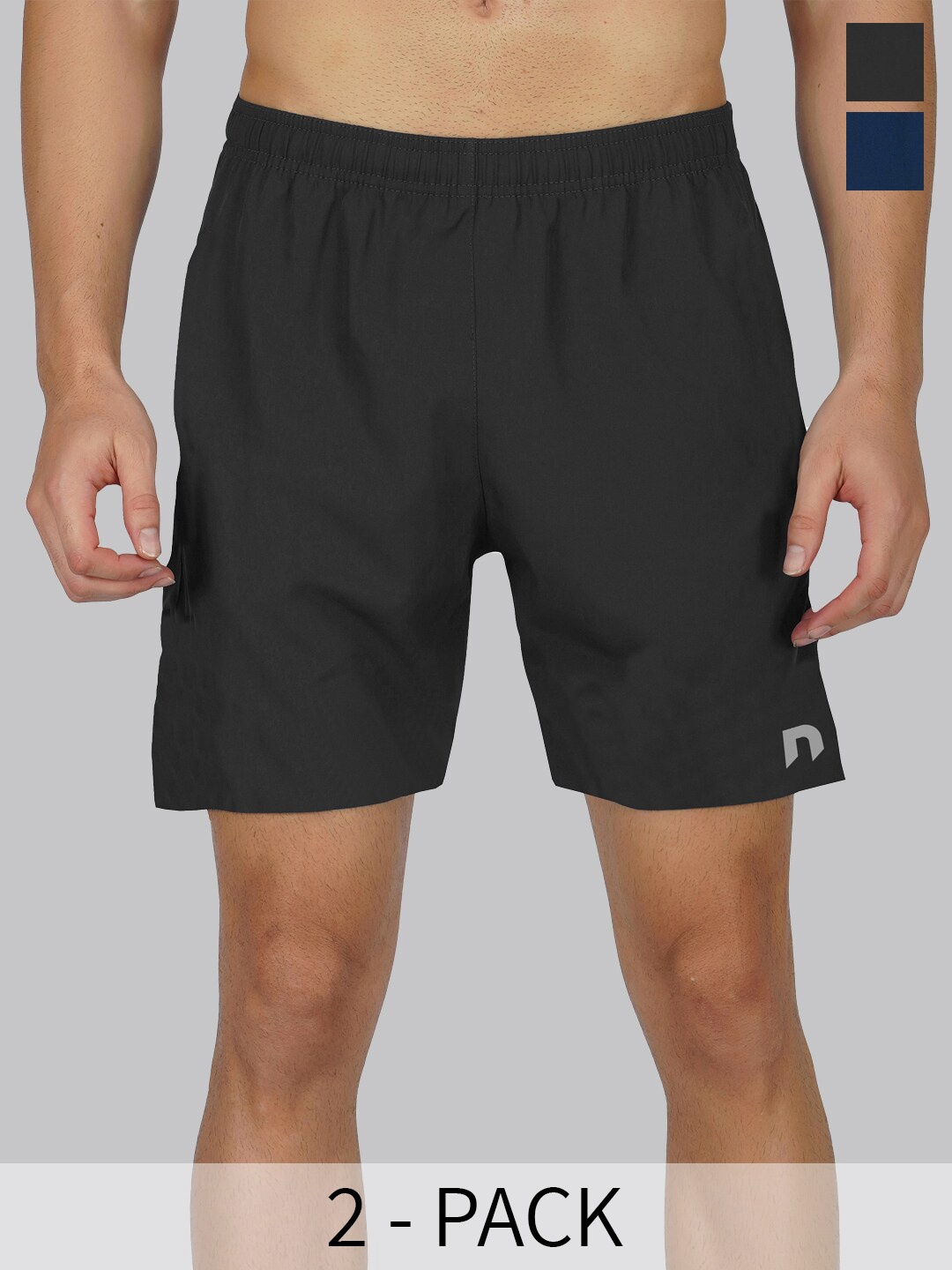 

NEVER LOSE Men Pack Of 2 Sports Shorts, Black
