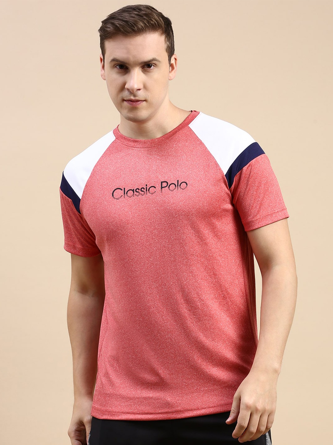 

Classic Polo Typography Printed Raglan Sleeves Antimicrobial Slim Fit T-shirt, Red