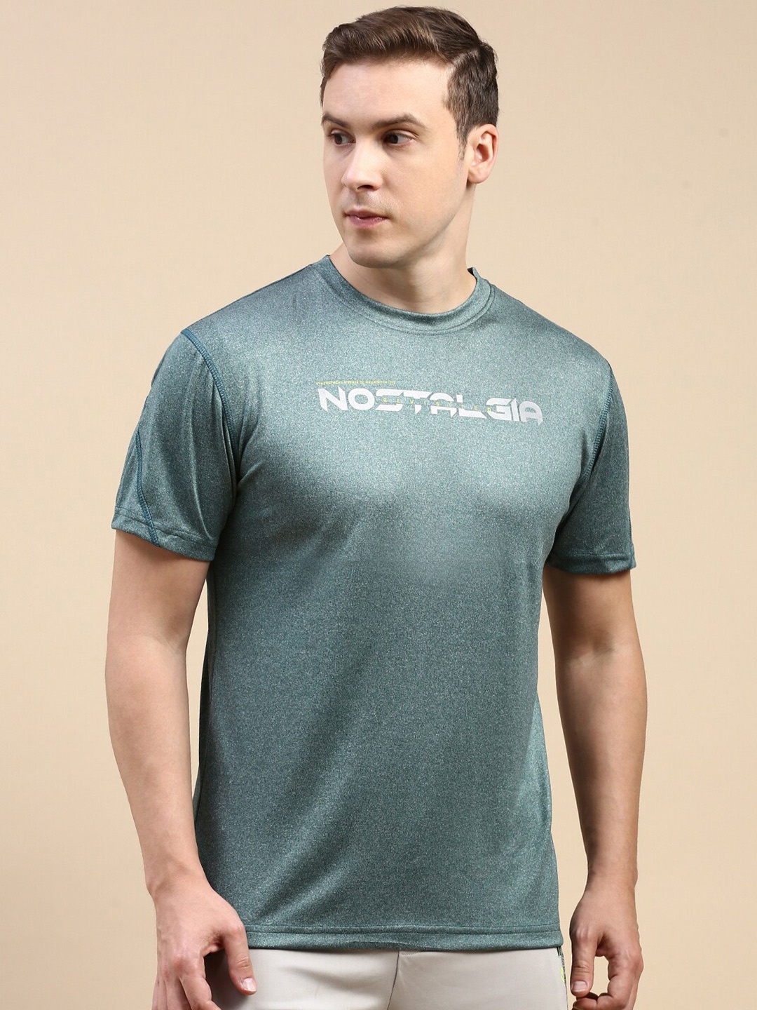 

Classic Polo Typography Printed Round Neck Antimicrobial Slim Fit T-shirt, Green