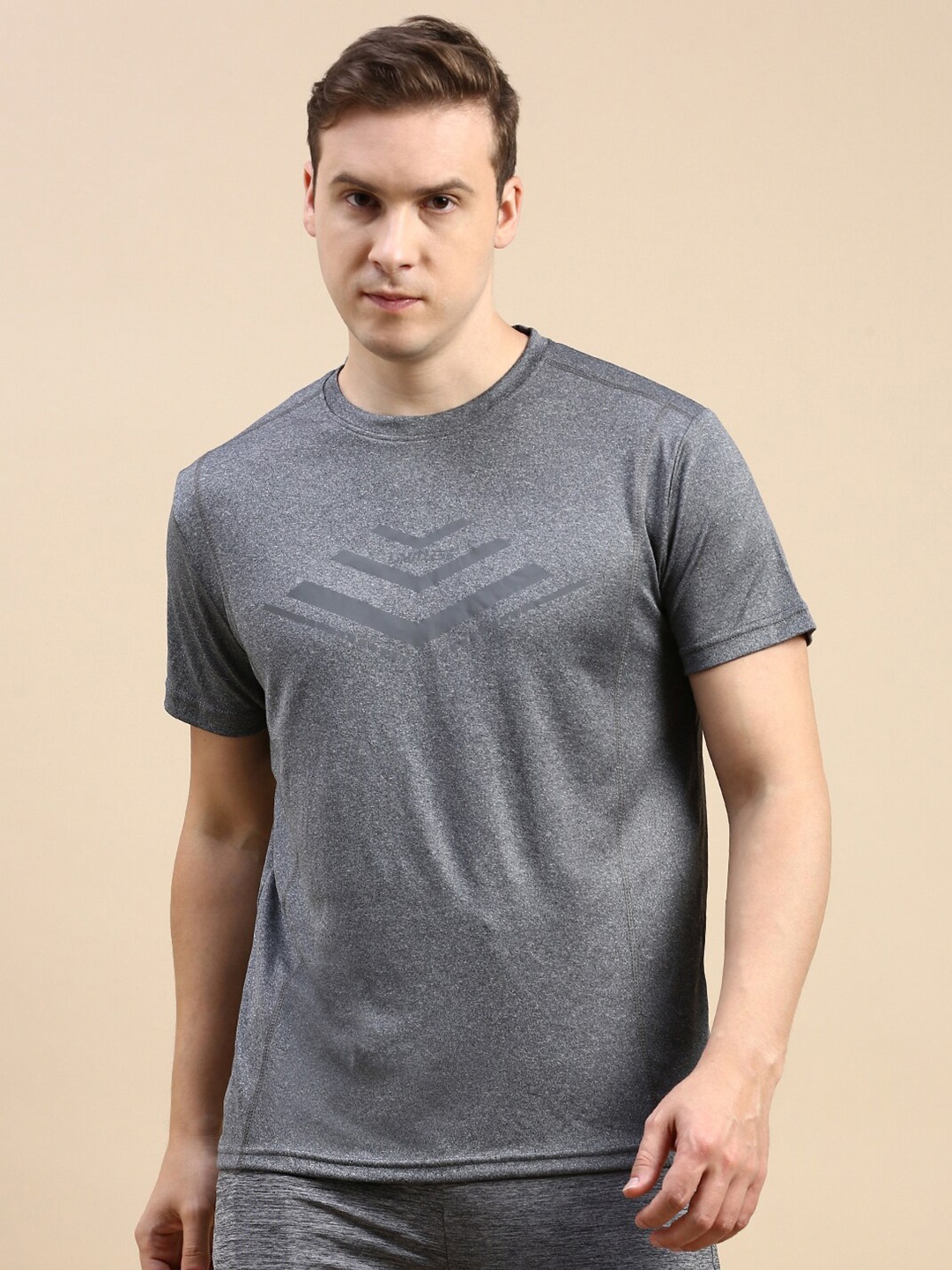 

Classic Polo Round Neck Short Sleeves Antimicrobial Slim Fit T-shirt, Grey