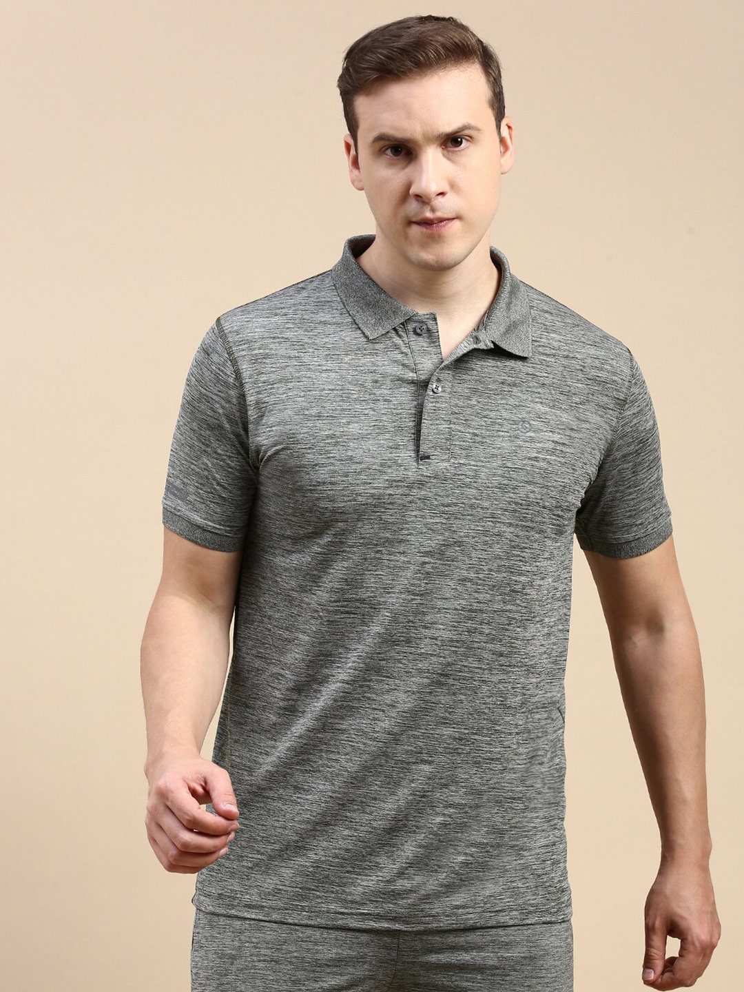

Classic Polo Polo Collar Short Sleeves Antimicrobial Slim Fit T-shirt, Grey