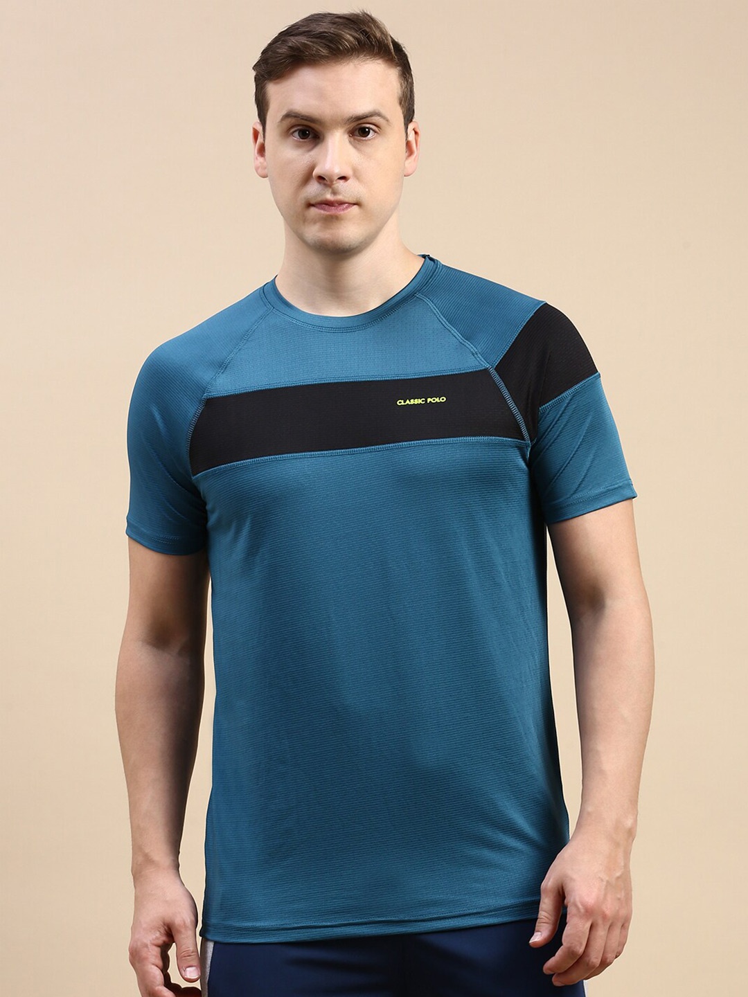 

Classic Polo Round Neck Antimicrobial Slim Fit T-shirt, Teal