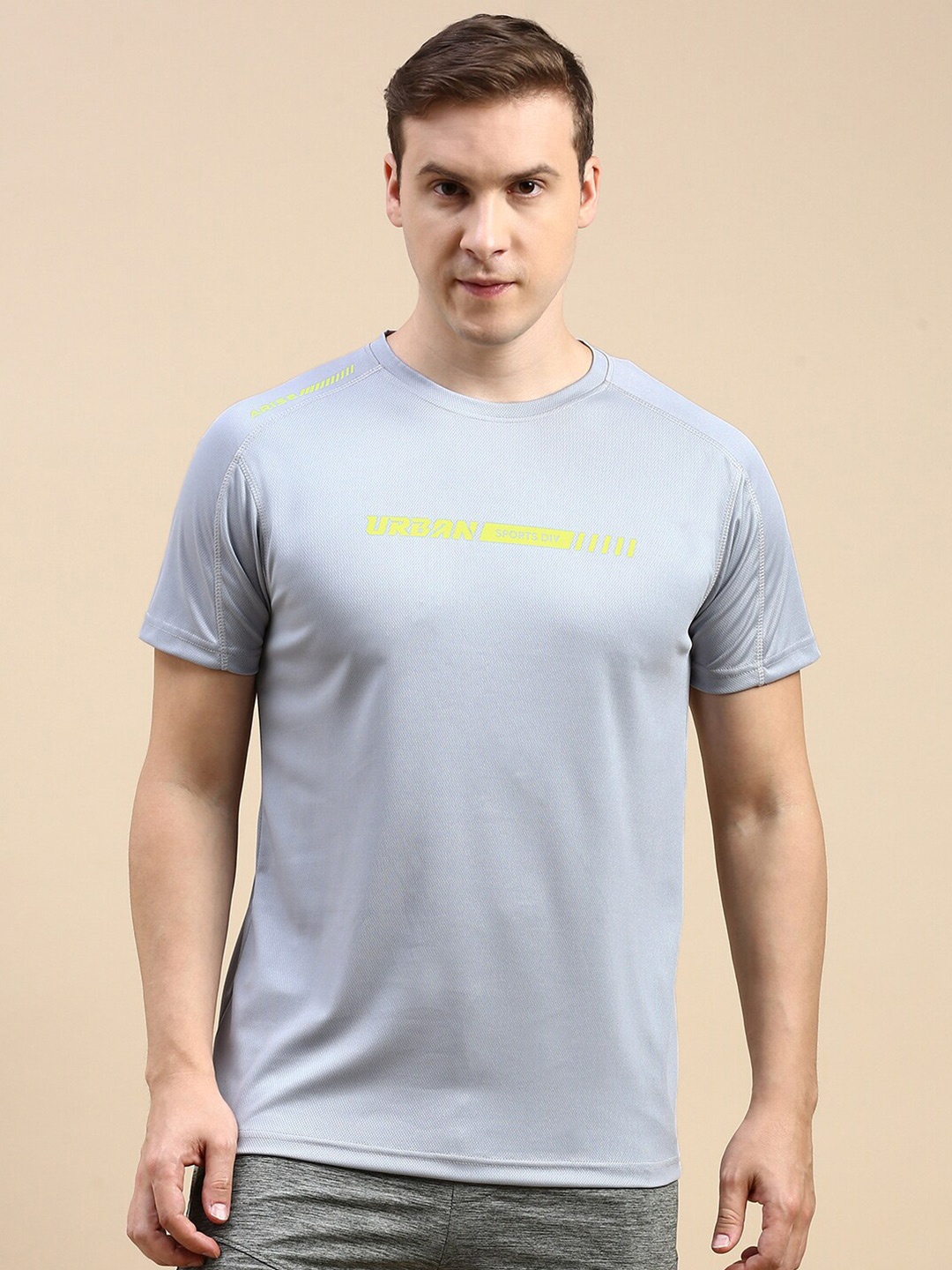 

Classic Polo Typography Printed Round Neck Antimicrobial Slim Fit T-shirt, Grey