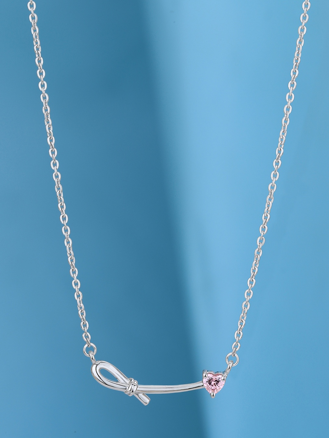 

VANBELLE Women 925 Sterling Silver Rhodium Plated Arrow Bar Necklace with CZ Necklace