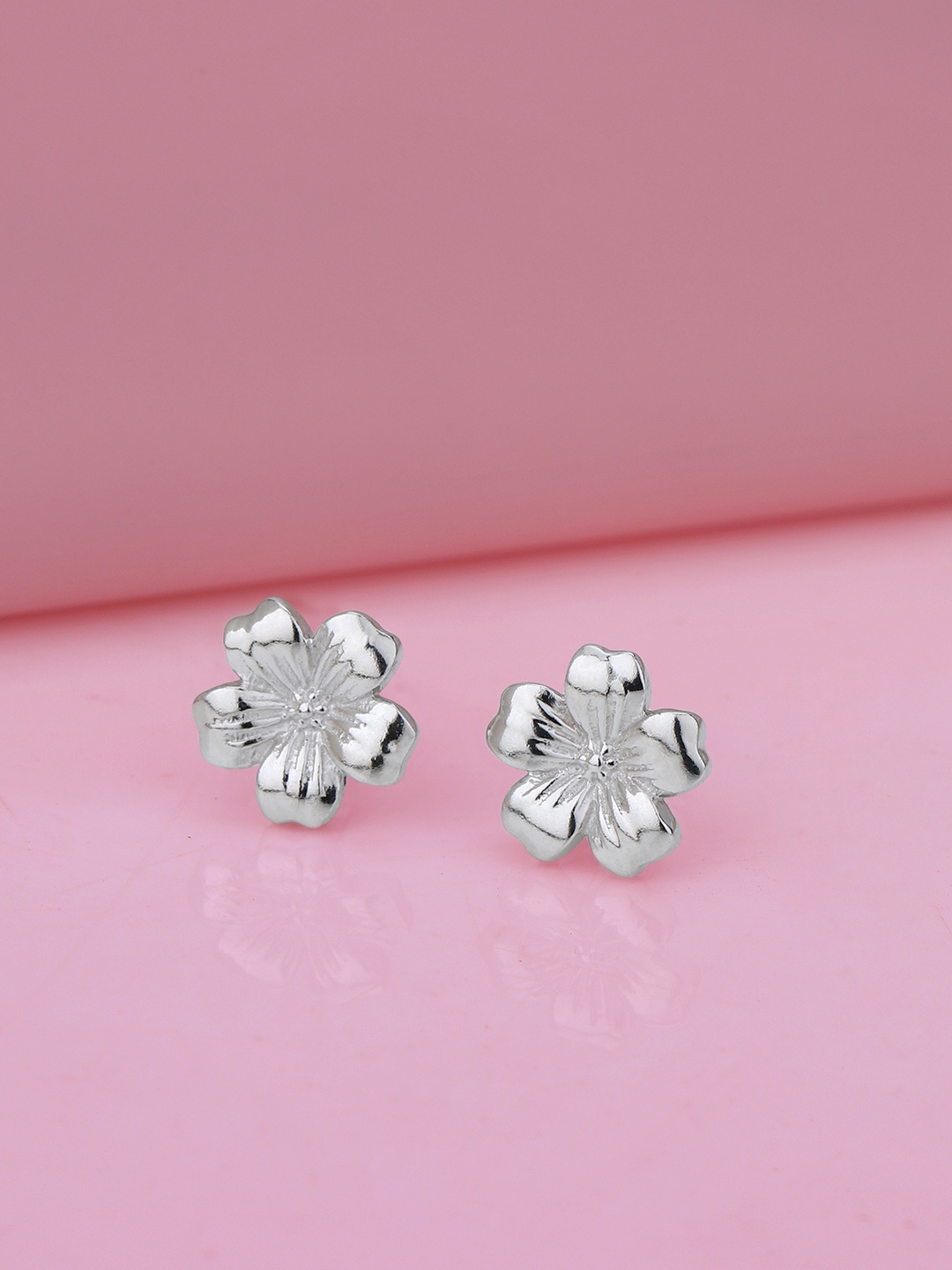 

VANBELLE Women 925 Sterling Silver Rhodium Plated Floral Stud Earring