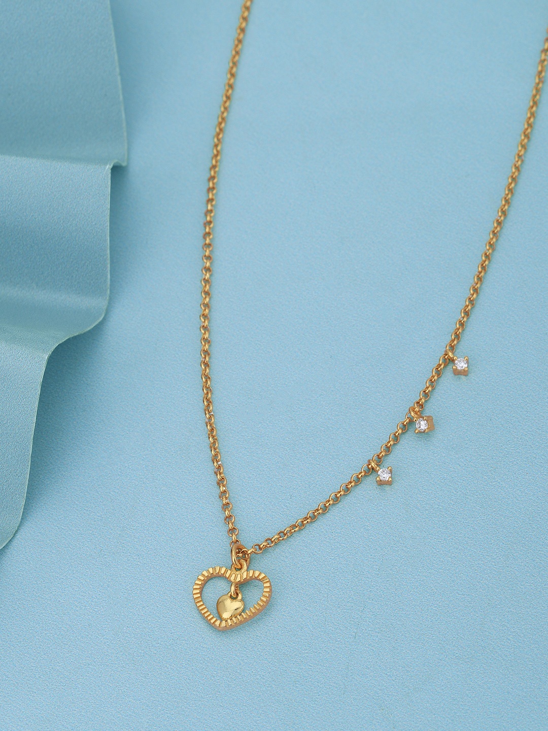 

VANBELLE Women 925 Sterling Silver 18kt Gold Plated with CZ Heart Necklace