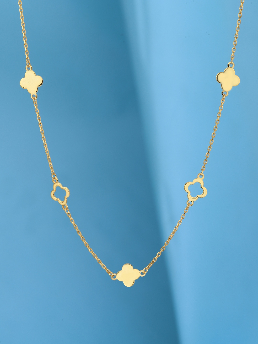 

VANBELLE Women 925 Sterling Silver 18kt Gold Plated with 4-Clover Necklace