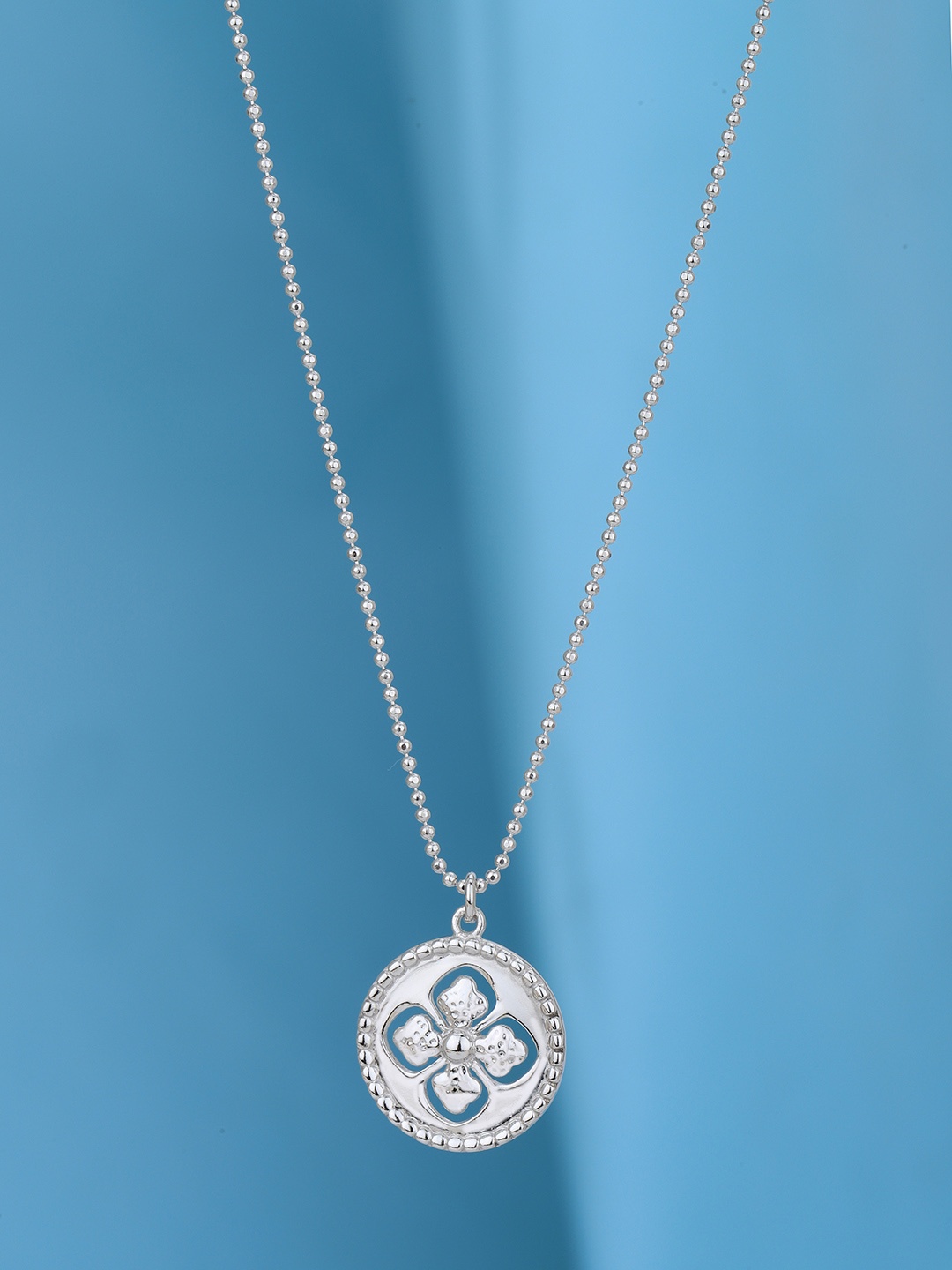 

VANBELLE Women 925 Sterling Silver Rhodium Plated 4-Clover Pendant & Chain