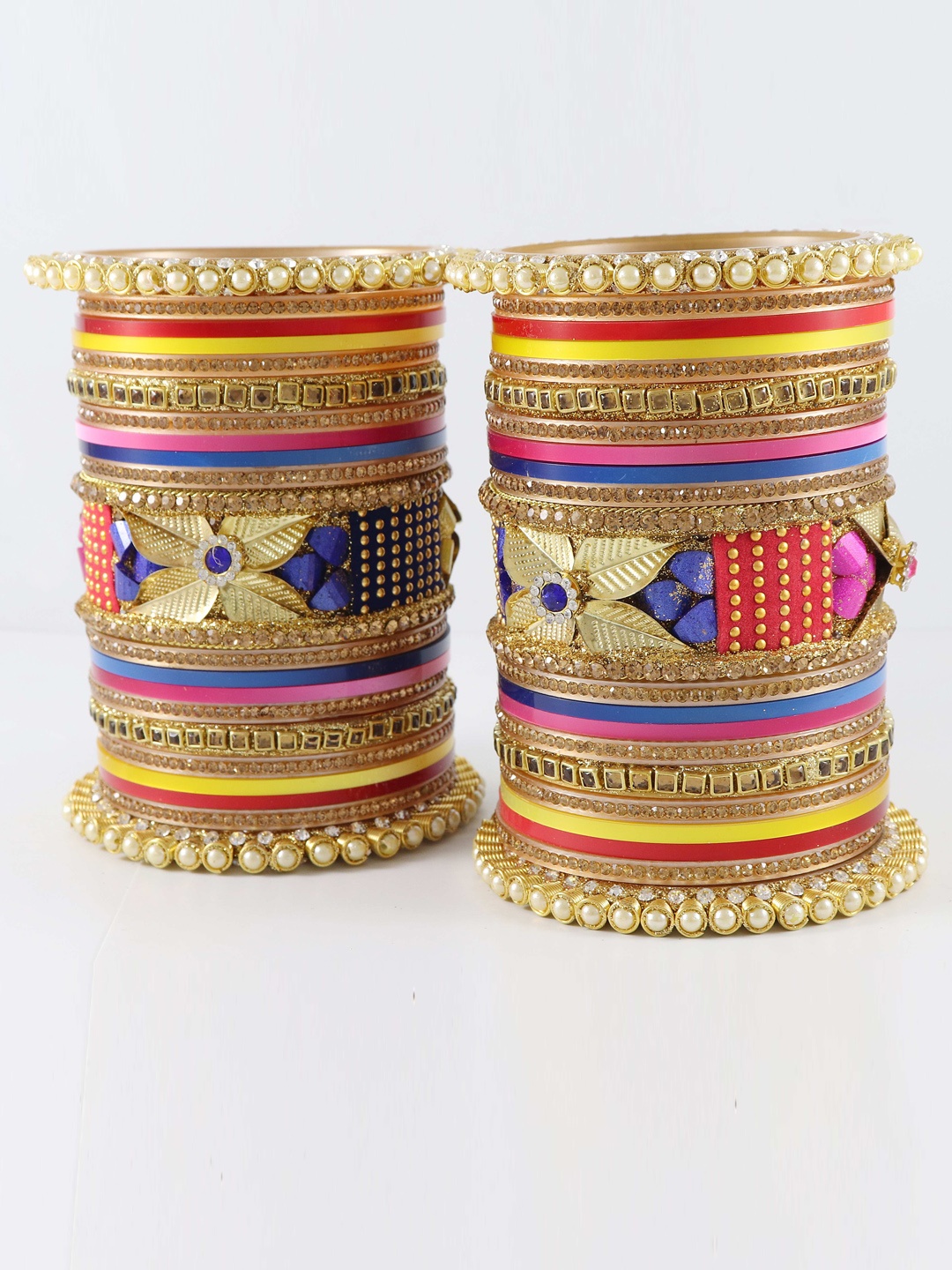 

NMII Set Of 42 Stone-Studded & Beaded Bangles, Orange
