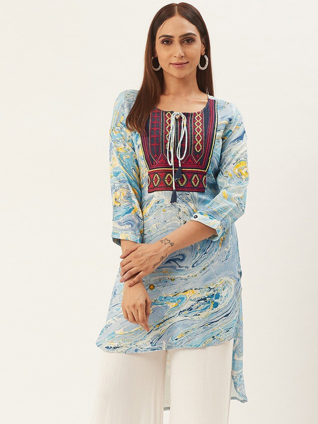 

all about you Abstract Printed Tunic, Blue
