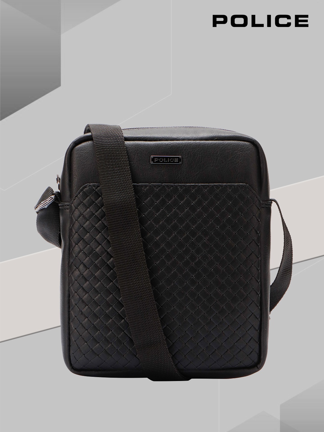 

Police Men Textured Messenger Bag, Black