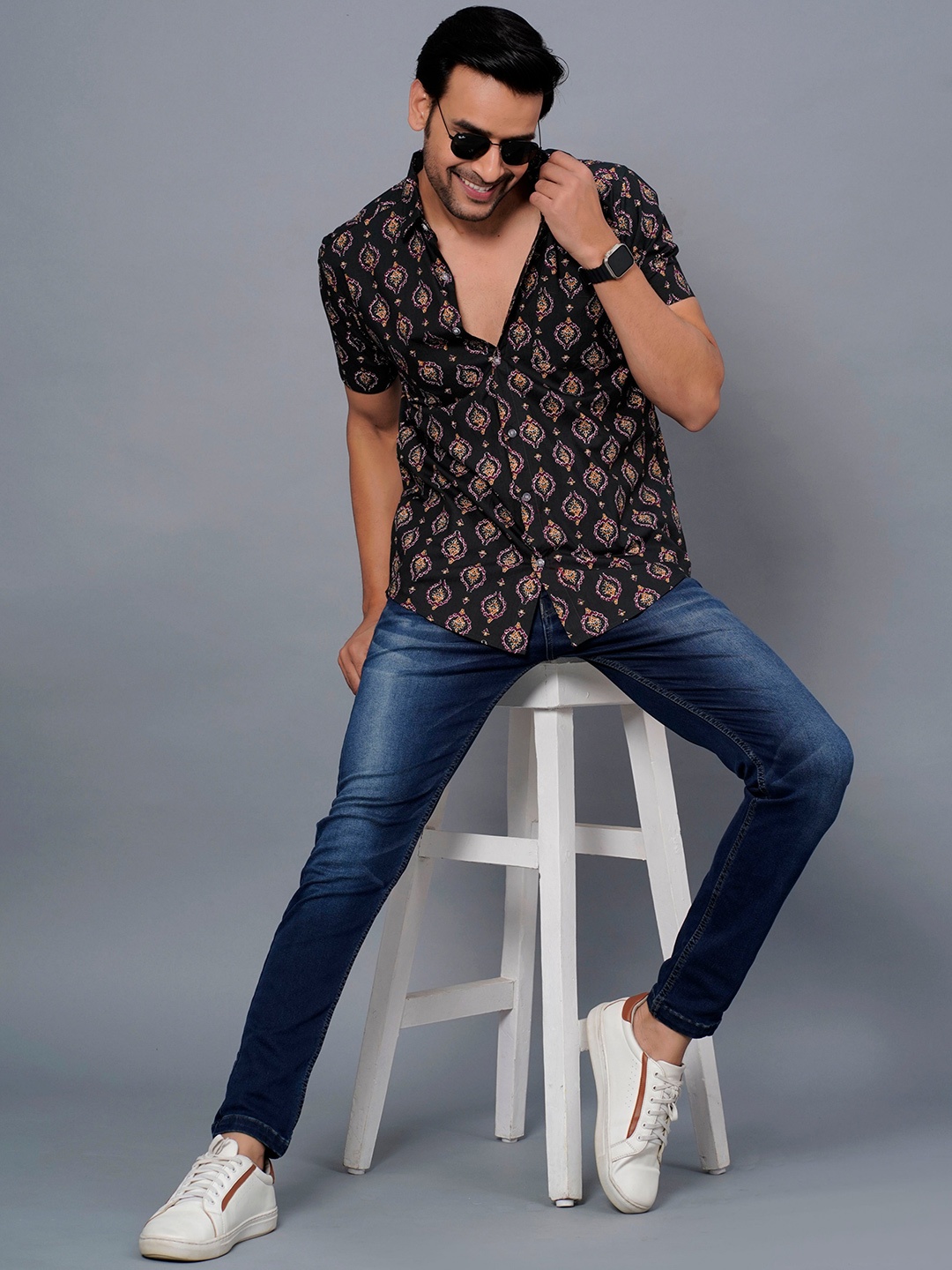 

JAIPURI COLLECTION Standard Floral Opaque Printed Cotton Casual Shirt, Green