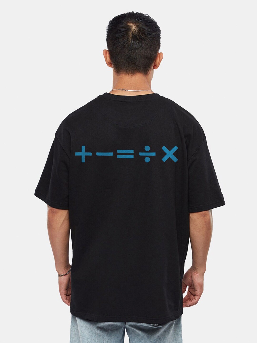 

Crazymonk Typography Drop-Shoulder Sleeves Cotton Oversized T-shirt, Black