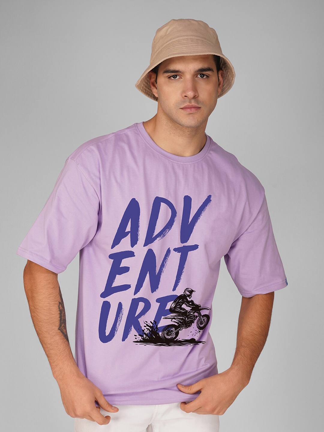 

Crazymonk Typography Printed Cotton T-shirt, Purple
