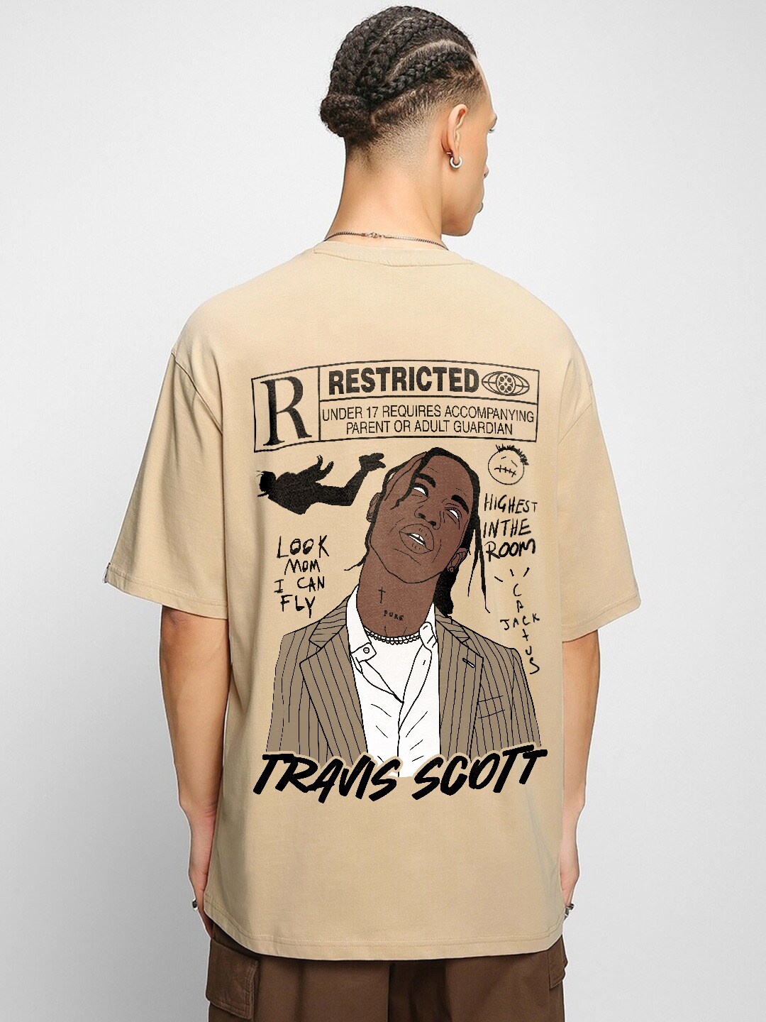 

Crazymonk Typography Cotton T-shirt, Beige