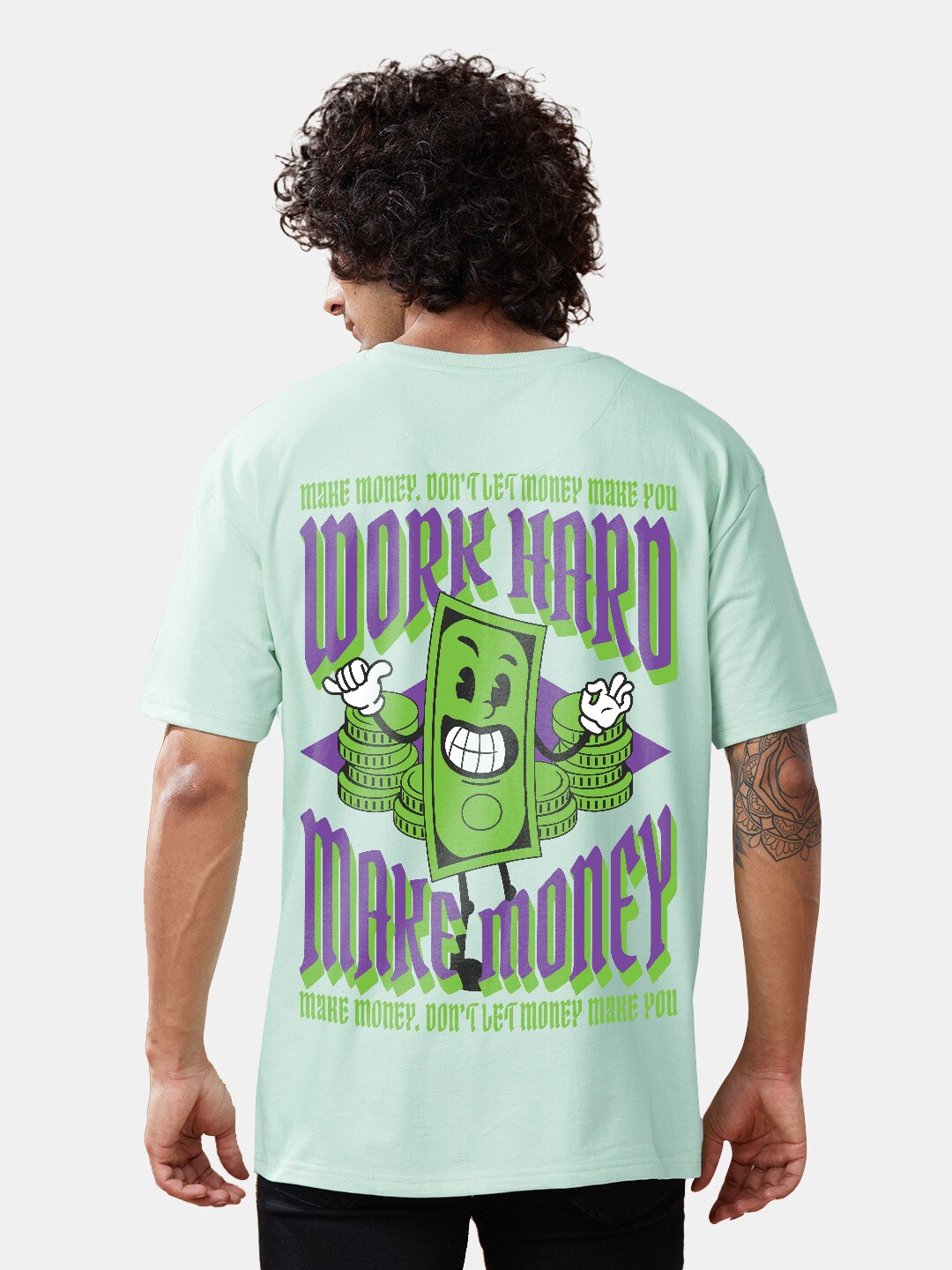 

Crazymonk Typography Printed Oversized Cotton T-shirt, Green
