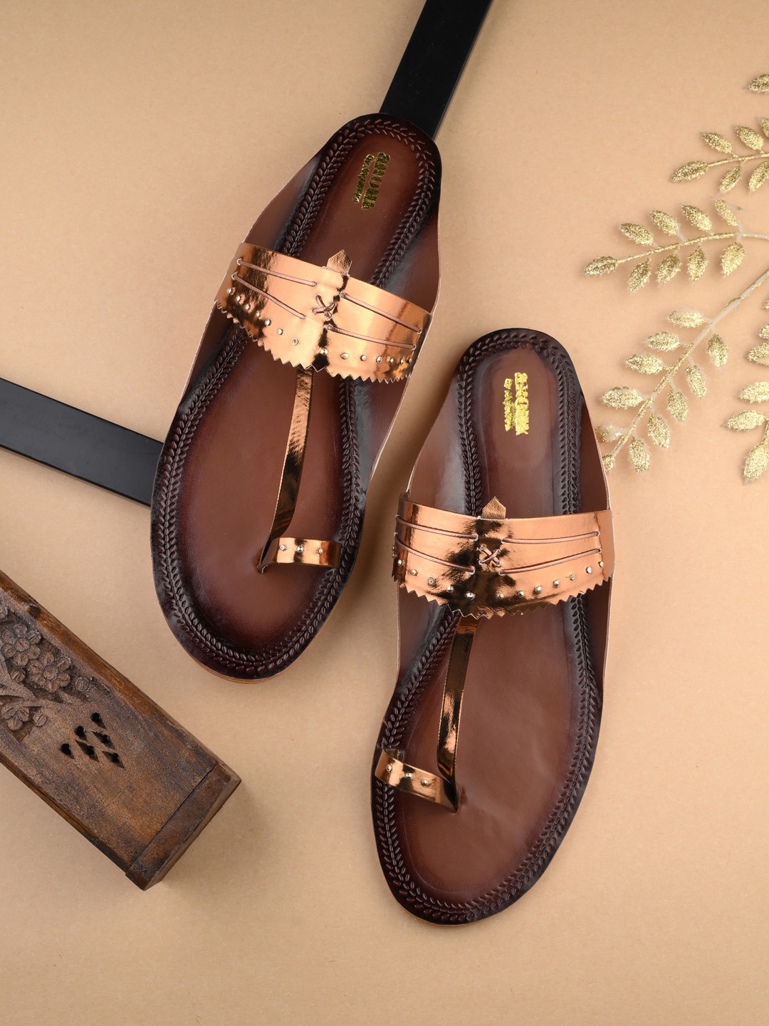 

Anouk Embellished Open Toe Flats, Copper