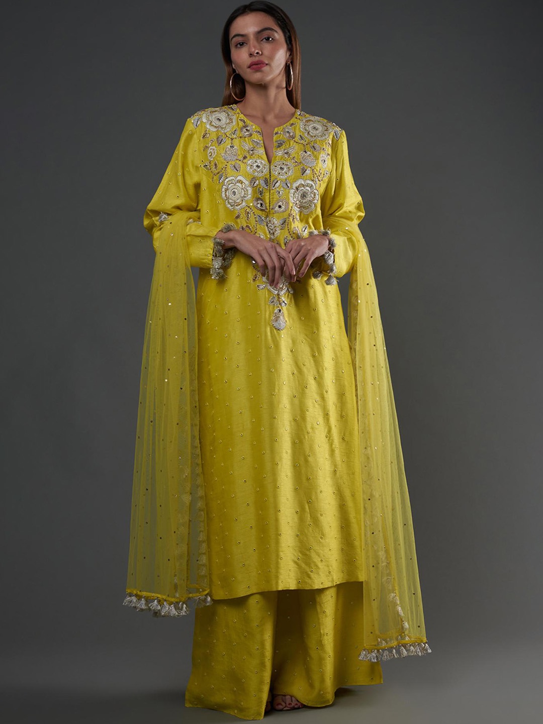 

Payal Singhal Embroidered Kurta & Palazzo With Dupatta, Yellow