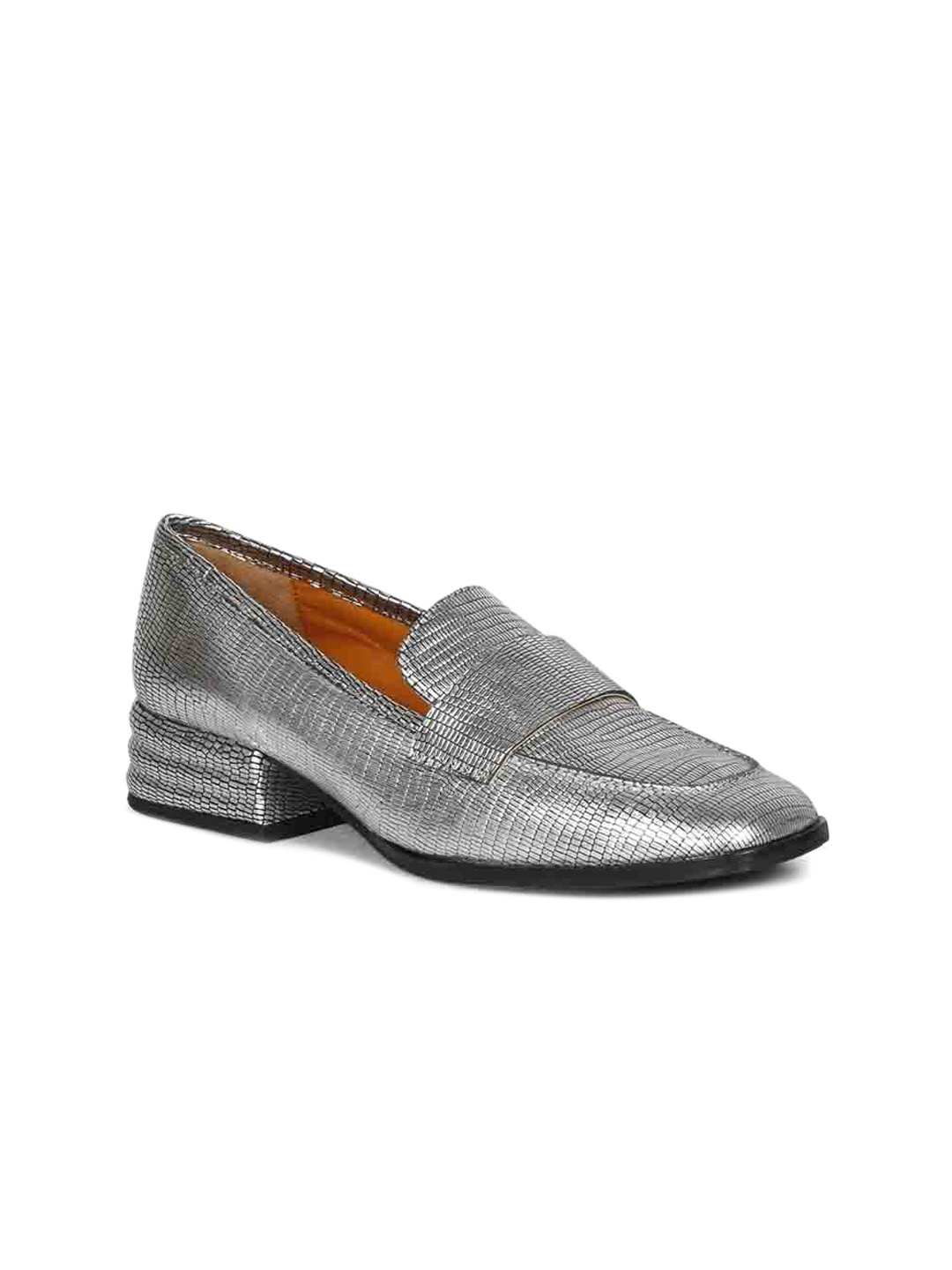 

Saint G Textured Leather Block Heel Pumps, Silver