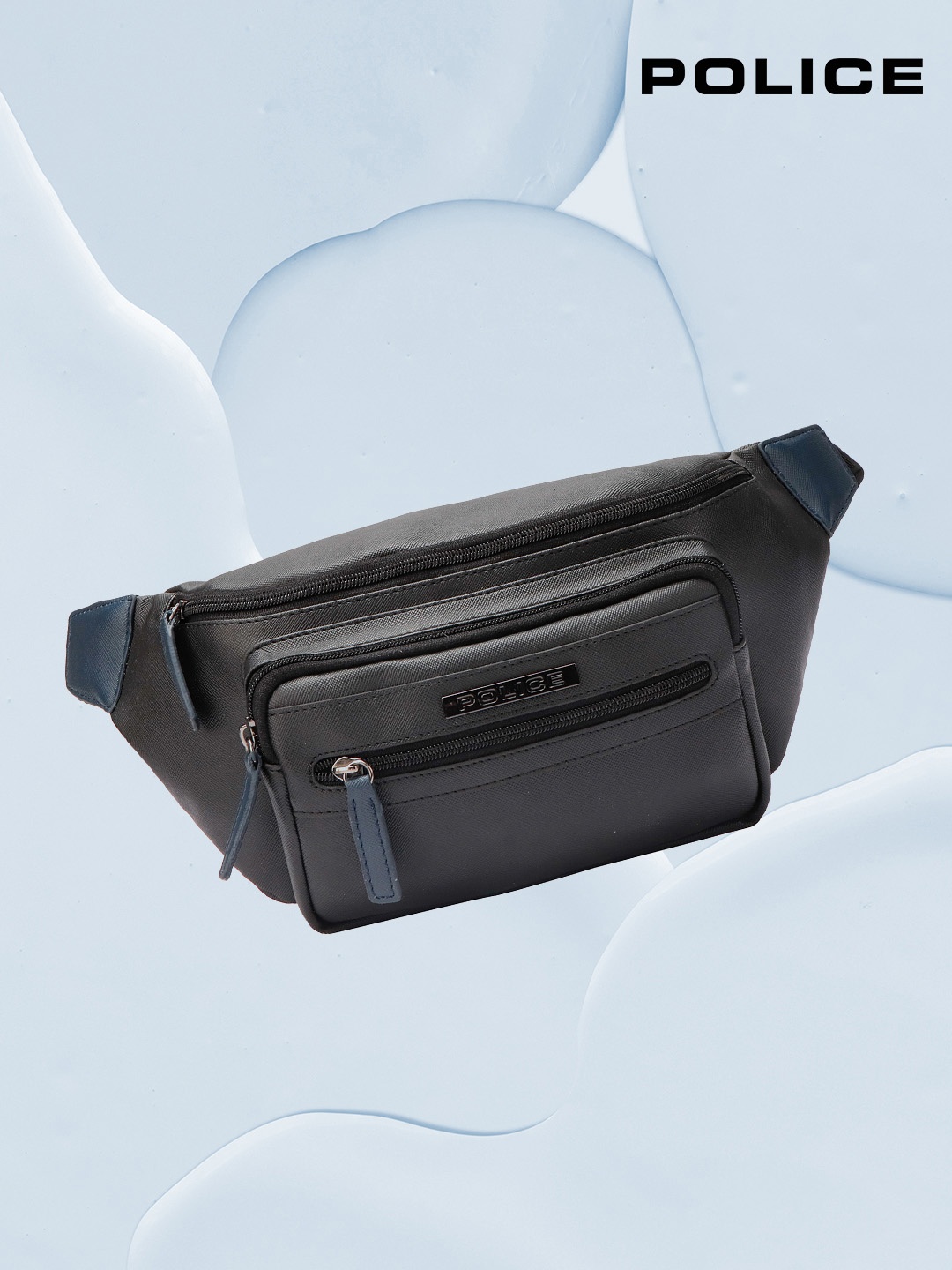 

Police Men Leather Messenger Bag, Black