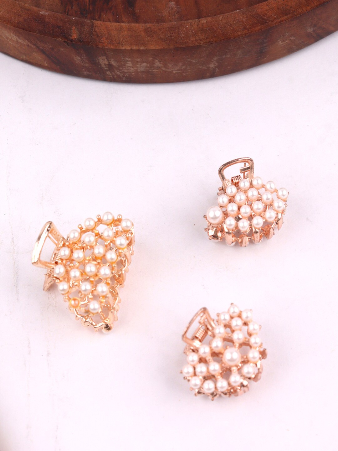 

FIMBUL Set of 3 Pearl Embellished Claw Clips, Rose gold